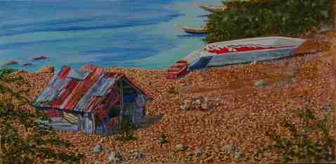 Vagabond Artist Images of Haiti--Tin Shack and Beached Boat