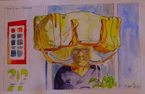 Vagabond Artist Images of Haiti--Luggage Lady