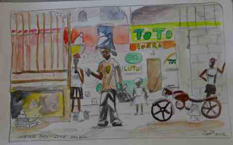 Vagabond Artist Images of Haiti--Water Guy