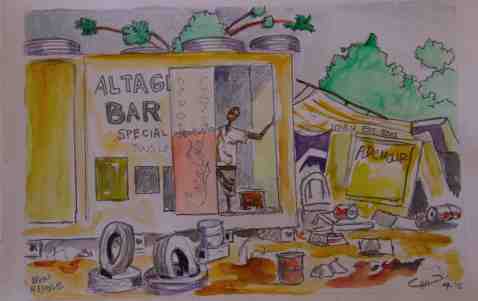 Vagabond Artist Images of Haiti--Local Bar