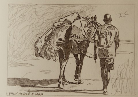 Vagabond Artist Images of Haiti--Man & Beast of Burden