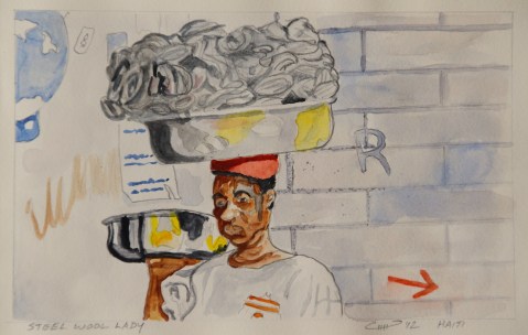 Vagabond Artist Images of Haiti--Steel Wool Vendor