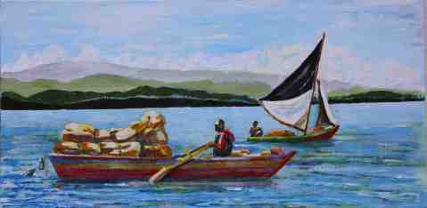 Vagabond Artist Images of Haiti--Wharf Boats